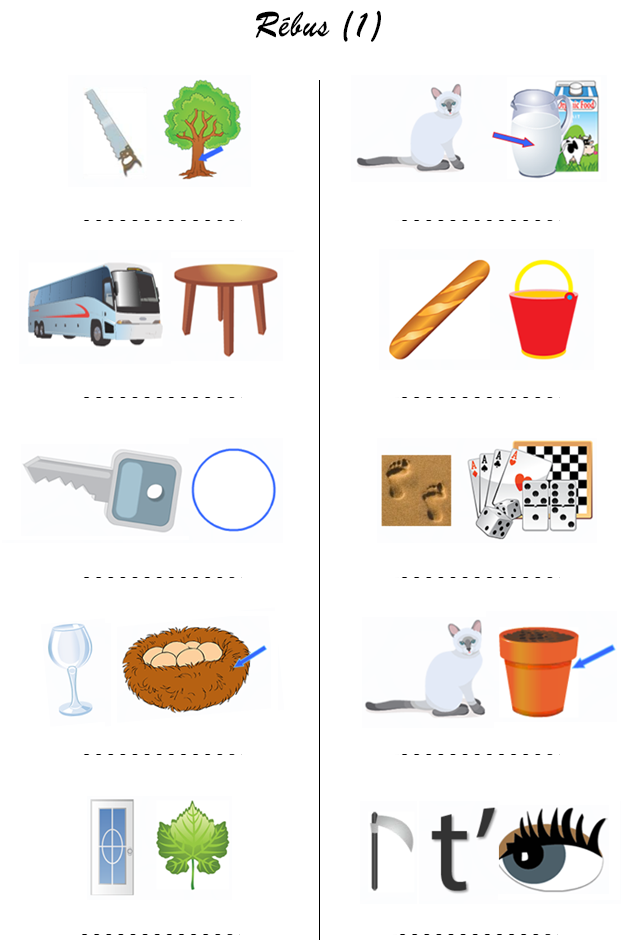 rébus 10 différents
