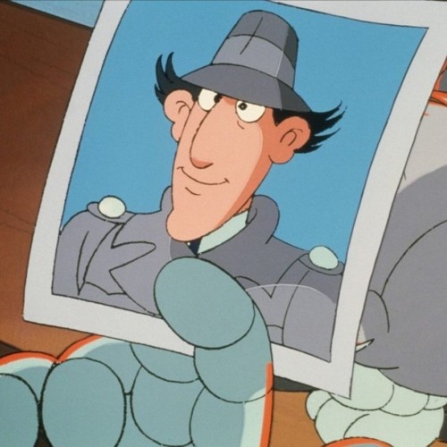 dessin animé inspecteur chapeau anorak long et gris