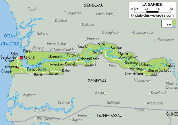 gambie sur une carte senegal