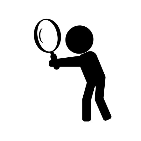 homme dessiné avec une loupe comme un enquêteur
