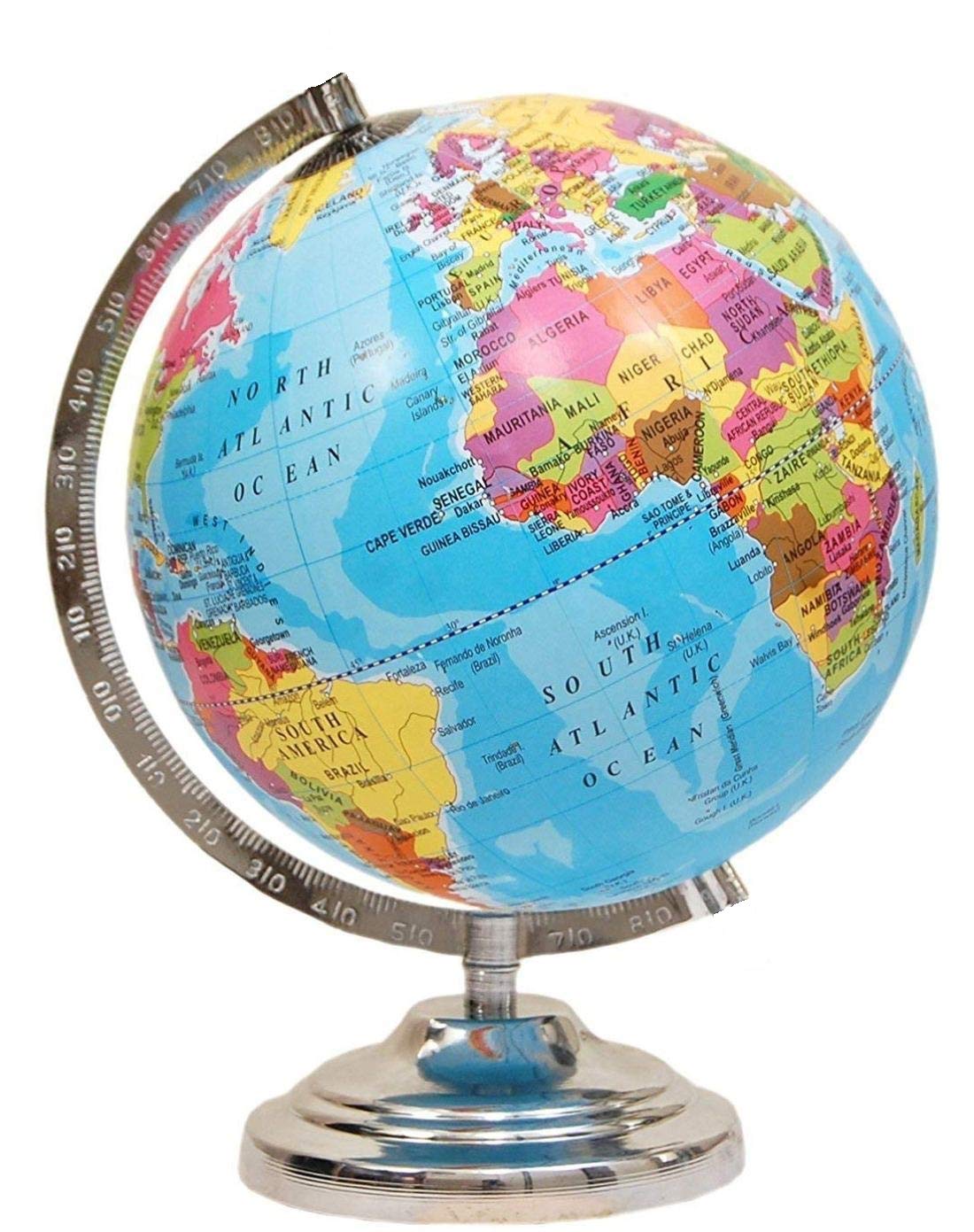 globe sur tenant en métal avec une échelle géographique afrique amérique Latine